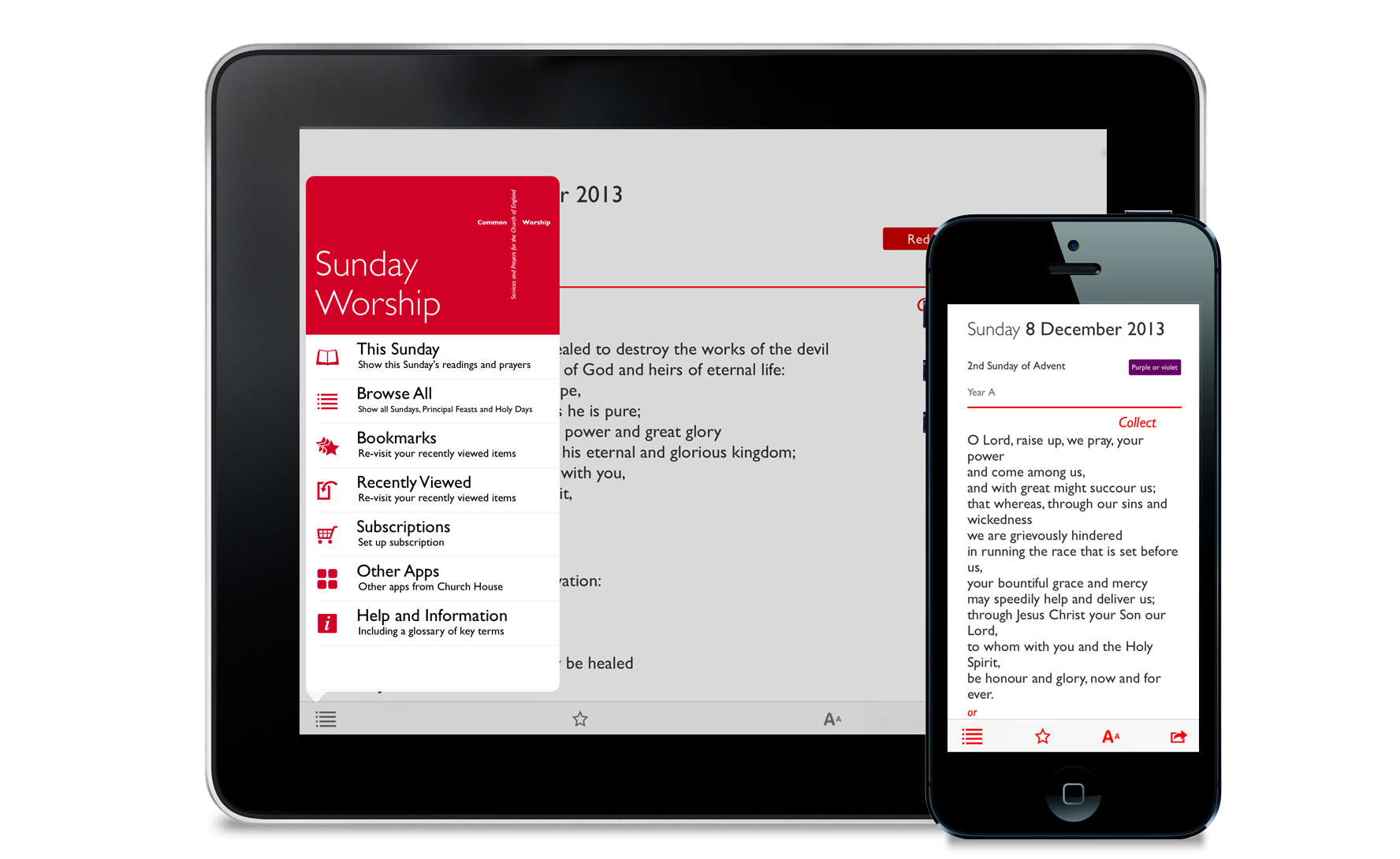 Sunday worship app screen